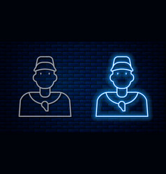 Glowing Neon Line Baseball Coach Icon Isolated