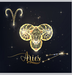 Gold Aries Zodiac Sign Poster With Ram Zodiac