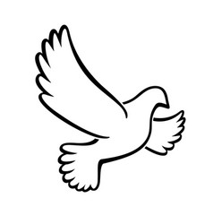 Beautiful White Flying Peace Dove Outline