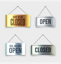 Brushed Metal Open And Closed Hanging Signboards