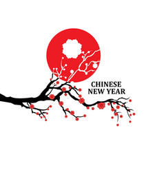 Cartoon Logo Of Chinese New Year Cherry Tree