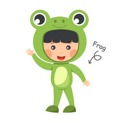 Happy Child Is Wearing Frog Animal Costumes