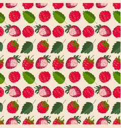 Seamless Pattern With Raspberry Strawberry