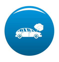 Car In Smoke Icon Blue