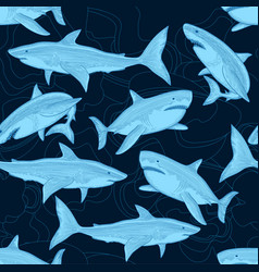 Shark Pattern Nautical Ocean Sea Scare Big Fish