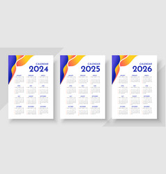 Simple Calendar Set For 2024 2025 2026 Years