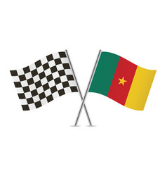 Checkered Racing And Cameroon Crossed Flags