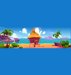 Hut On Island Beach Tropical Cartoon