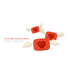 3d Realistic Flying Mail Envelope With Wings