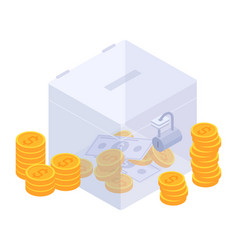 Isometric Money Donation Box Financial Support