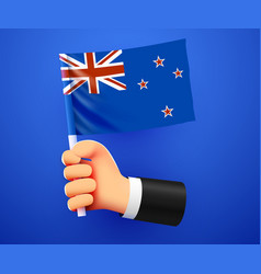 3d Hand Holding New Zealand National Flag