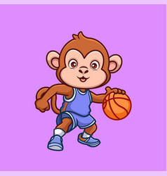 Basketball Monkey Cute Cartoon