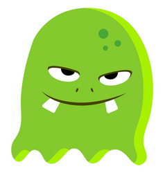 Green Blob With Evil Smile Cartoon Alien Monster