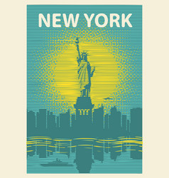 Poster With The Statue Of Liberty On The