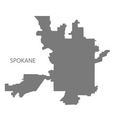 Spokane Washington City Map Grey Silhouette Shape