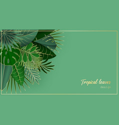 Green And Gold Tropical Leaves On A