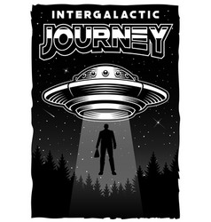 Black And White Vintage Ufo Themed Poster