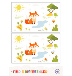 Find Five Differences Quiz Game With A Fox