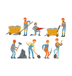 Miner workers standing in different poses Vector Image