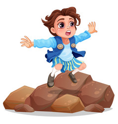 Girl Standing On The Rock