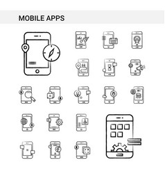 Mobile Apps Hand Drawn Icon Set Style Isolated