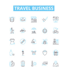 Travel Business Line Icons Set Tourism