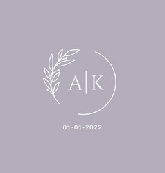 Initial Monogram Ak Wedding Logo With Decorative