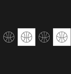 Set Basketball Ball Icon Isolated On Black