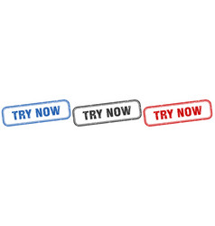 Try Now Square Isolated Sign Set Now Stamp