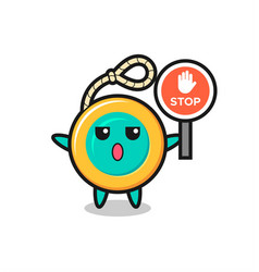 Yoyo Character Holding A Stop Sign