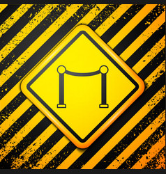 Black Rope Barrier Icon Isolated On Yellow