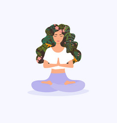 Girl With Flower Hair In Gyan Mudra Yoga Namaste