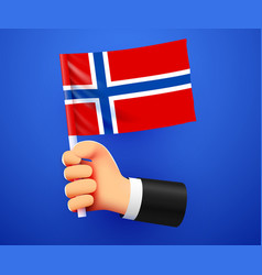 3d Hand Holding Norway National Flag