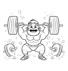 Cartoon Of Funny Fat Man Lifting Barbell