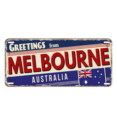 Greetings From Melbourne Vintage Rusty Metal Plate