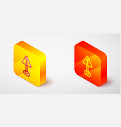 Isometric Line Exclamation Mark In Triangle Icon