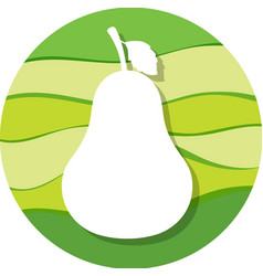 Pear Fruit On Green Circle Background