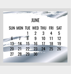 June Year 2021 Monthly Silver Calendar