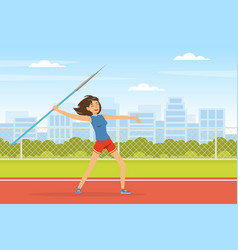 Olympic Sport With Woman Throwing Javelin Or Spear