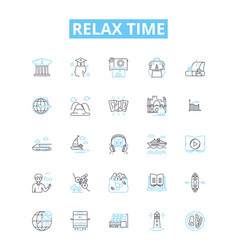 Relax Time Line Icons Set Unwind Recharge