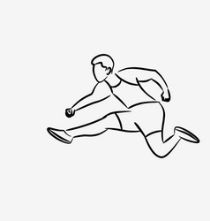 Athletic Man Practicing Long Jump In Track