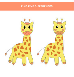 Find Five Differences Between Cartoon Giraffes