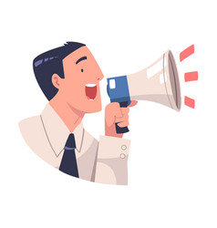 Promotion With Man Character Shouting In Megaphone