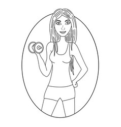 Sports Girl With Dumbbell For Coloring Page