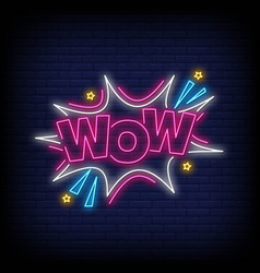 Wow Neon Signs Style Text