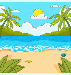 Cute Cartoonish Beach Scenery Background