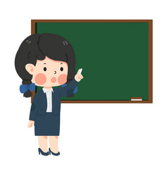 Female Teacher Teaching On Green Board