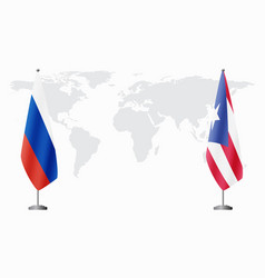 Russia And Puerto Rico Flags For Official Meeting