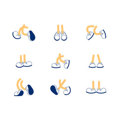 Set Of Cartoon Feet In Shoes Retor Style