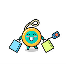 Yoyo Mascot Cartoon Holding A Shopping Bag